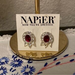 Napier Red and Silver Earrings